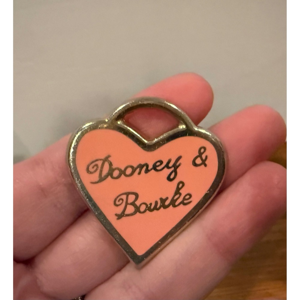 Dooney & Bourke Heart Bag Charm Pink Enamel Gold Tone Replacement Tag Fob